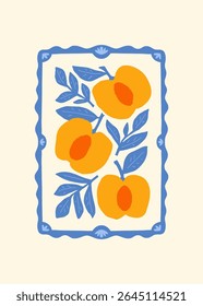 Abstract fruits and vegetables elements. Modern trendy minimalist. Healthy Food. Hand drawn design for wallpaper, wall decor, print, postcard, cover, template, banner.