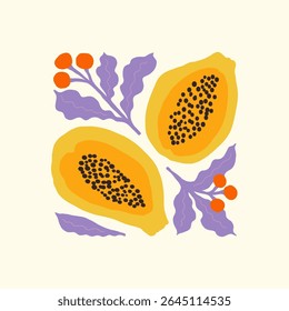 Elementos Abstractas de frutas y verduras. Moderno minimalista de moda. Alimentación saludable. Diseño dibujado a mano para el Fondo de pantalla, decoración de la pared, impresión, postal, cubierta, Plantilla, Anuncio.