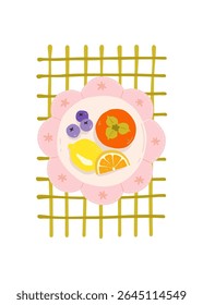 Abstract fruits and vegetables elements. Modern trendy minimalist. Healthy Food. Hand drawn design for wallpaper, wall decor, print, postcard, cover, template, banner.