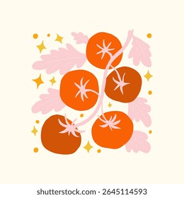 Elementos abstratos de frutas e legumes. Moderno minimalista da moda. Comida saudável. Desenho desenhado à mão para papel de parede, decoração de parede, impressão, cartão postal, capa, modelo, banner.