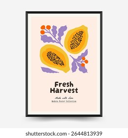 Abstract fruits and vegetables posters template. Modern trendy minimalist. Healthy Food. Hand drawn design for wallpaper, wall decor, print, postcard, cover, template, banner.