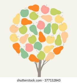 Abstract fruity tree made of apples and pears