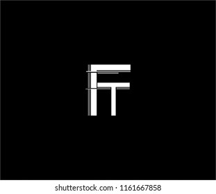 abstract FT linked monogram stripe line logo design