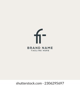 Abstract FT TF letter logo design. Flat vector logo design template.