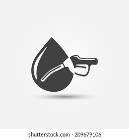Abstract fuel gun (pump) vector and dot icon - gasoline fuel nozzle simple symbol 