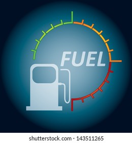 Abstract fuel indicator with fuel station sign