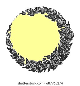 abstract full moon mandala icon symbol, flower floral, vector hand drawn, illustration design concept sign drawing