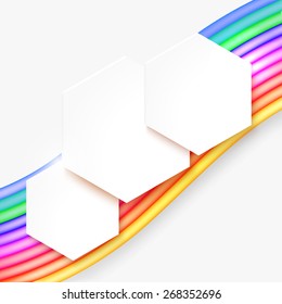Abstract full-color background with colored stripes and shapes for text. Vector illustration