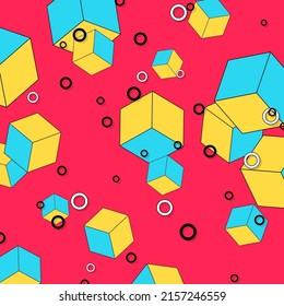 Abstract fun background. 90s pattern. Colour shapes pattern. Splash fun background. Vector Illustration.