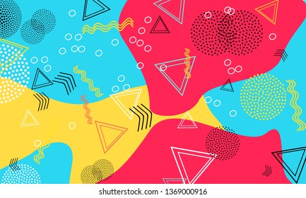 Abstract fun background. Colour shapes pattern. Splash fun backdrop. Vector Illustration.