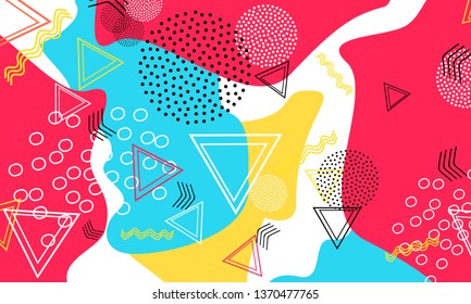 Abstract fun background. Colour shapes pattern. Splash fun backdrop. Vector Illustration.