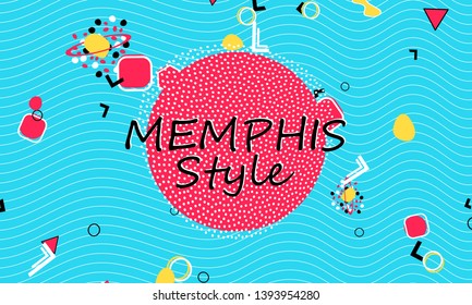 Abstract fun background. Colour shapes pattern. Memphis style. Vector Illustration.