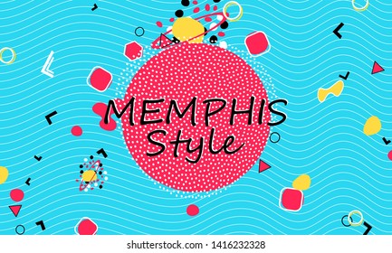 Abstract fun background. Colour shapes pattern. Memphis style. Vector Illustration.