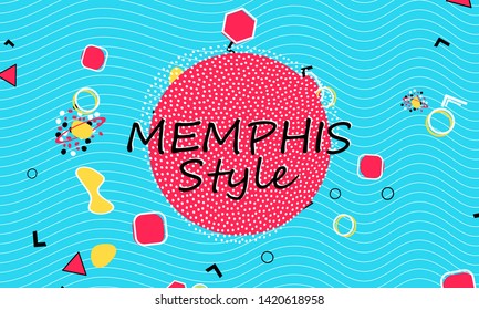 Abstract fun background. Colour shapes pattern. Memphis style. Vector Illustration.