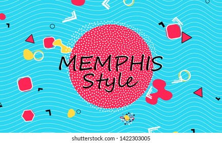 Abstract fun background. Colour shapes pattern. Memphis style. Vector Illustration.
