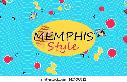 Abstract fun background. Colour shapes pattern. Memphis style. Vector Illustration.