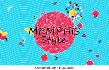 Abstract fun background. Colour shapes pattern. Memphis style. Vector Illustration.