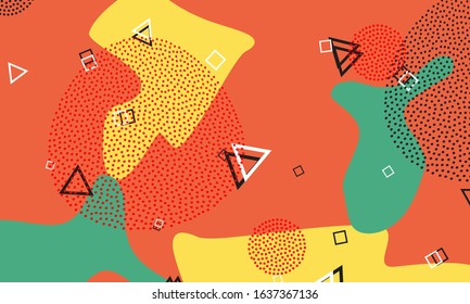 Abstract fun background. Colour shapes pattern. Splash fun background. Vector Illustration.