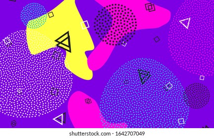 Abstract fun background. Colour shapes pattern. Splash fun background. Vector Illustration.