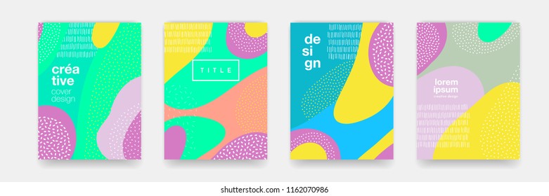 Abstract fun color dot pattern cartoon texture for doodle geometric background. Vector trend shape for brochure cover template design