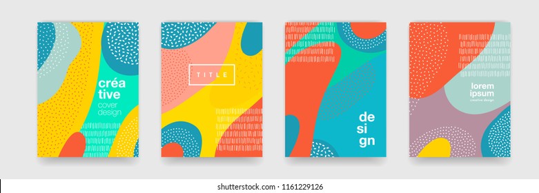 Abstract fun color pattern cartoon texture for doodle geometric background  Vector trend shape for brochure cover template design