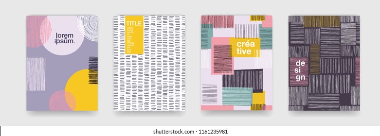 Abstract Fun Color Pattern Cartoon Texture For Doodle Geometric Background. Vector Trend Shape For Brochure Cover Template Design