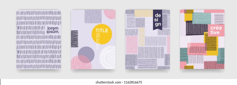 Abstract Fun Color Pattern Cartoon Texture For Doodle Geometric Background. Vector Trend Shape For Brochure Cover Template Design