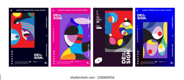 Abstract fun color pattern cartoon texture for doodle geometric background. Vector trend shape for brochure cover template design
