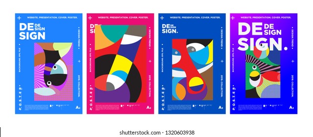 Abstract fun color pattern cartoon texture for doodle geometric background. Vector trend shape for brochure cover template design
