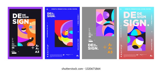 Abstract fun color pattern cartoon texture for doodle geometric background. Vector trend shape for brochure cover template design
