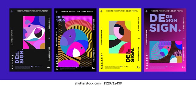 Abstract fun color pattern cartoon texture for doodle geometric background. Vector trend shape for brochure cover template design