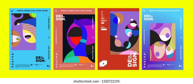 Abstract fun color pattern cartoon texture for doodle geometric background. Vector trend shape for brochure cover template design
