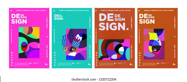 Abstract fun color pattern cartoon texture for doodle geometric background. Vector trend shape for brochure cover template design
