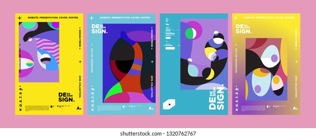 Abstract fun color pattern cartoon texture for doodle geometric background. Vector trend shape for brochure cover template design

