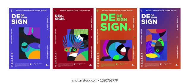 Abstract fun color pattern cartoon texture for doodle geometric background. Vector trend shape for brochure cover template design

