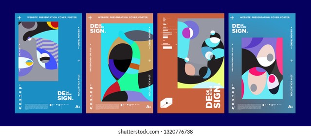 Abstract fun color pattern cartoon texture for doodle geometric background. Vector trend shape for brochure cover template design
