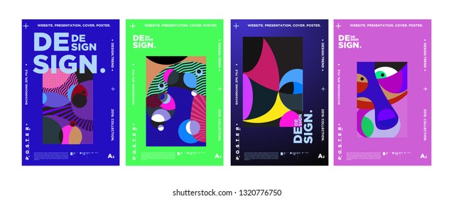 Abstract fun color pattern cartoon texture for doodle geometric background. Vector trend shape for brochure cover template design
