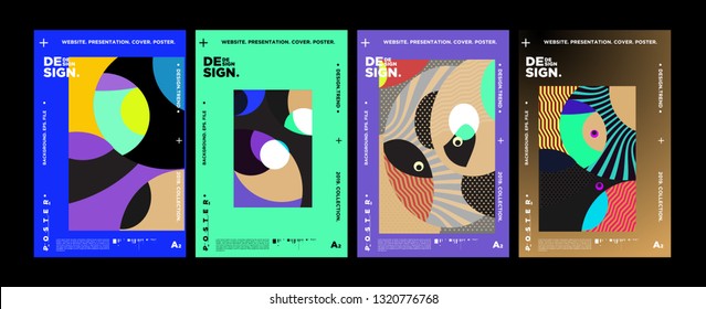 Abstract fun color pattern cartoon texture for doodle geometric background. Vector trend shape for brochure cover template design
