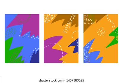 Abstract fun color pattern cartoon texture for doodle geometric background with  trend shape for brochure cover template design