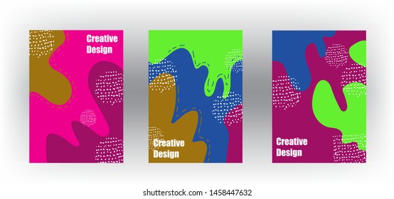 Abstract fun color pattern cartoon texture for doodle geometric background with  trend shape for brochure cover template design