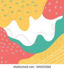 Abstract fun color pattern cartoon texture for doodle geometric background. Vector trend shape.