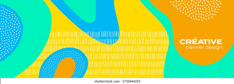 Abstract fun color pattern cartoon texture for doodle geometric background. Vector trend shape for brochure cover template design