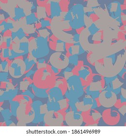 Abstract fun color pattern cartoon texture for doodle geometric background. Seamless ornament, circle, patchwork. Printing clothes for boys, girls.Rug and textile