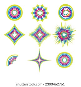 Abstract fun color pattern texture for doodle background. Vector wallpaper and cover template design. Hypnosis infinity circle. Pop art colors. 