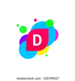 Abstract fun D letter logo creative flat children avatar vector design