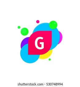 Abstract fun G letter logo creative flat children avatar vector design