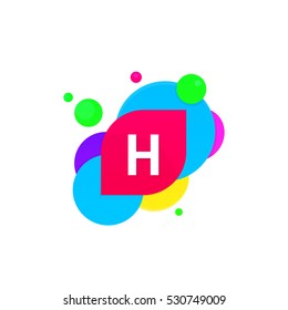 Abstract fun H letter logo creative flat children avatar vector design