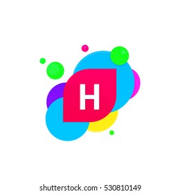 Abstract fun H letter logo creative flat children avatar vector design