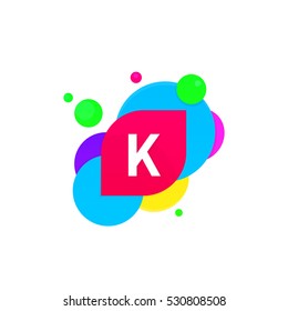 Abstract fun K letter logo creative flat children avatar vector design