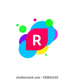 Abstract fun R letter logo creative flat children avatar vector design